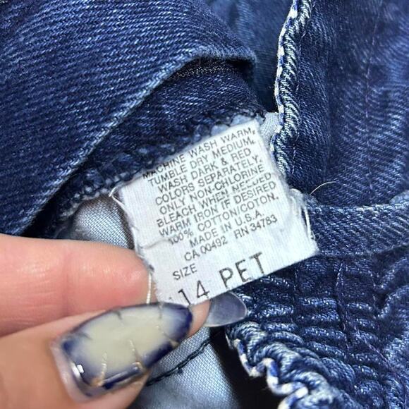 High Waisted Vintage Reworked Blue Lee Denim Jeans Size 14 Petite - Picture 4 of 6